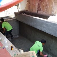 Plastering of pond wall and construct new water feature